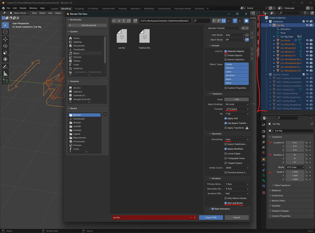 Exporting FBX from Blender